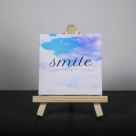 Easel Stand with Mini Canvas Motivational Quote “Smile”for Office/Desk Decor/Home Decoration/Gift Purpose/Table Decorative Showpiece.